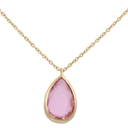 GARGANTILLA ORO 18KL LAGRIMA PIEDRA ROSA REF. G644