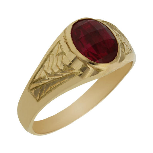 SELLO ORO 18KL PIEDRA ROJA REF. SE142